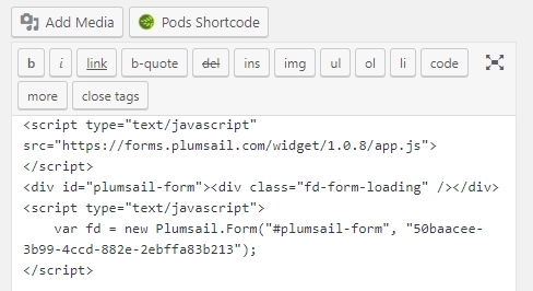 Paste snippet into content