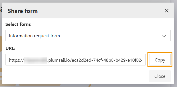 Select form for sharing and copy its URL