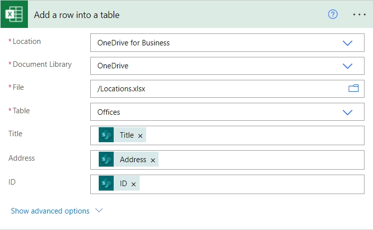 Add a row into a table