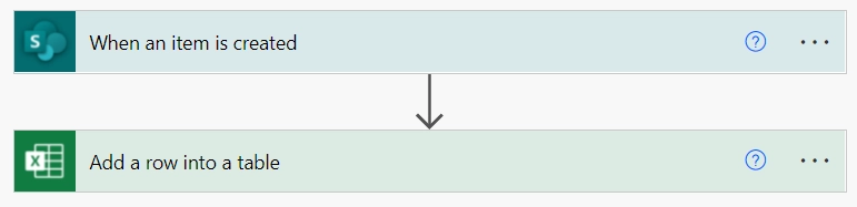 Flow to add a row to the Excel table