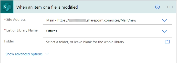 When an item or a file is modified trigger