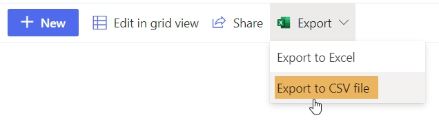 Export to CSV file
