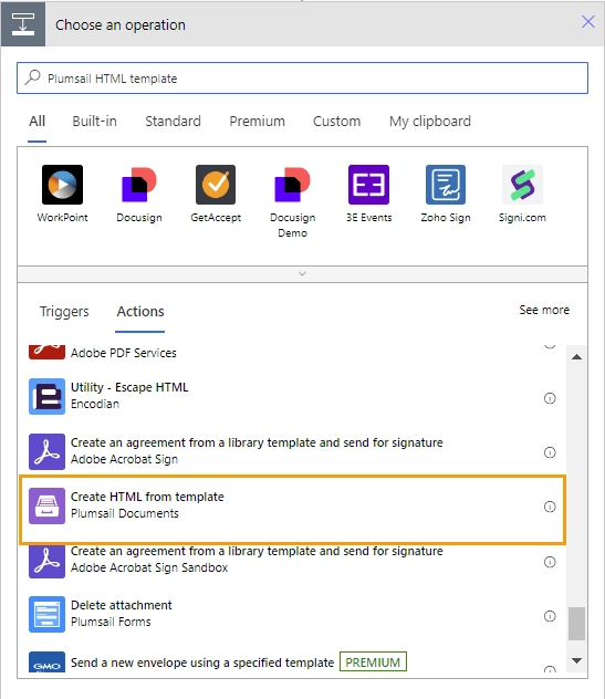 Create HTML from template