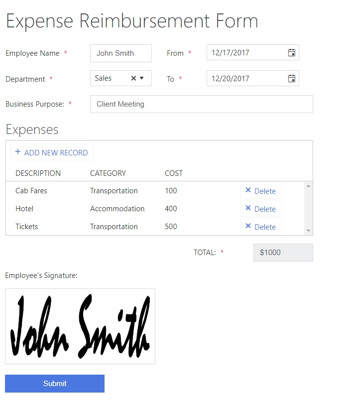 Expense Reimbursement Form