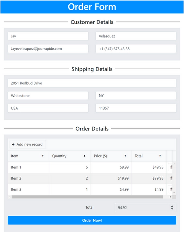 Form Preview before submission