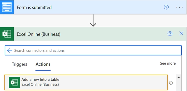 Search for Excel Online (Business) connector