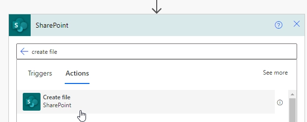 Create file action
