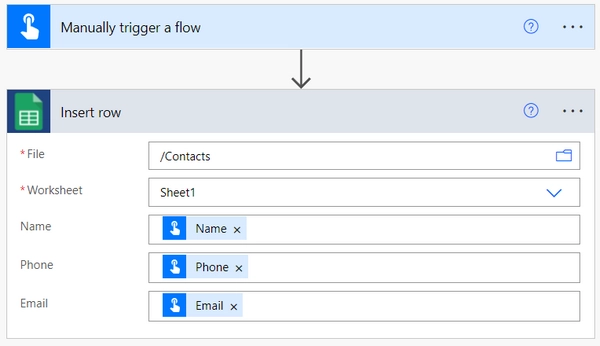 Flow to insert row to Google Spreadsheet