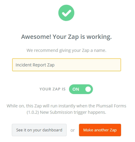 Name and activate the Zap