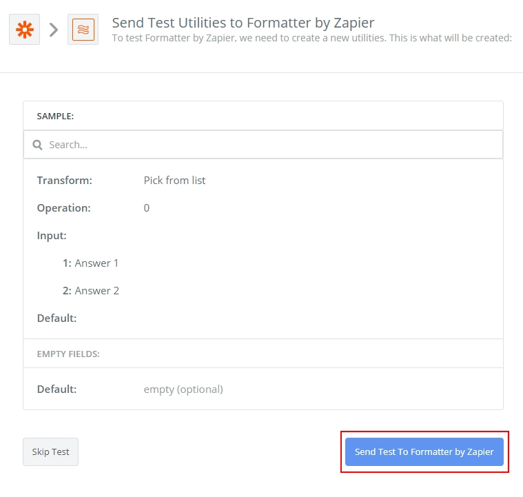 Send Test to Formatter