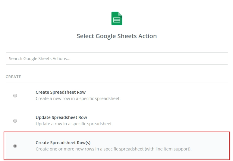 Create Spreadsheet Row(s)