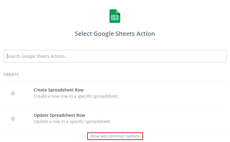 Show less common options