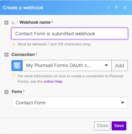 Create a webhook