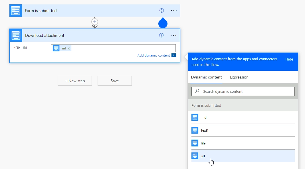 Download attachment action