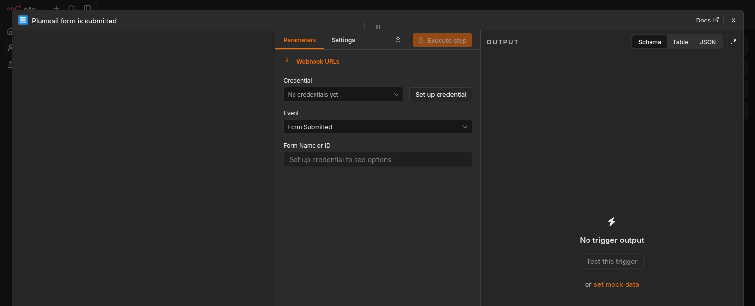 Configuration window for Form is submitted trigger, which has not been configured yet