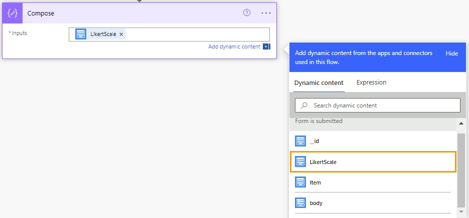 Likert Scale Compose action