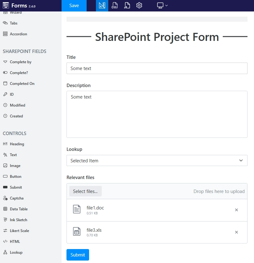 Add SharePoint fields to the form