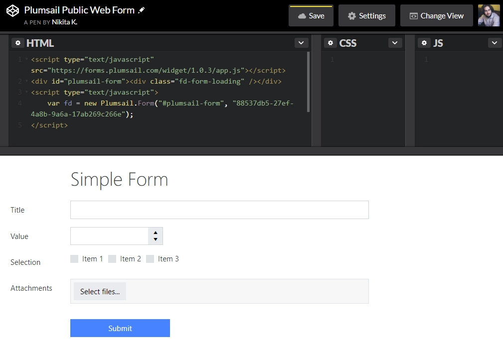 Public Web Form Published