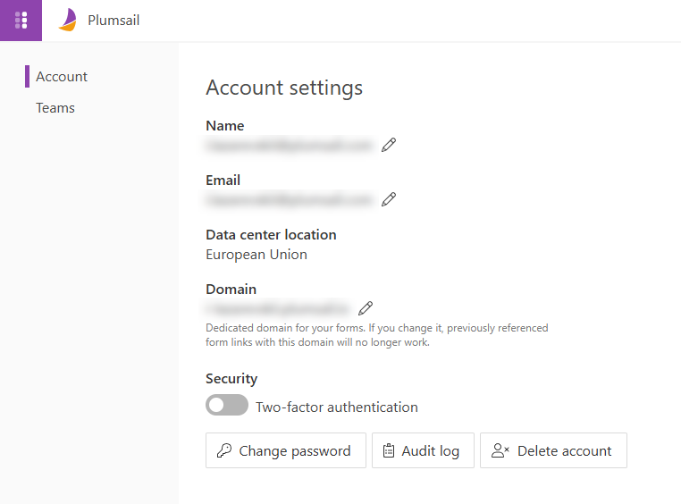 Account settings
