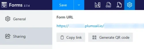 Sharing options in Settings
