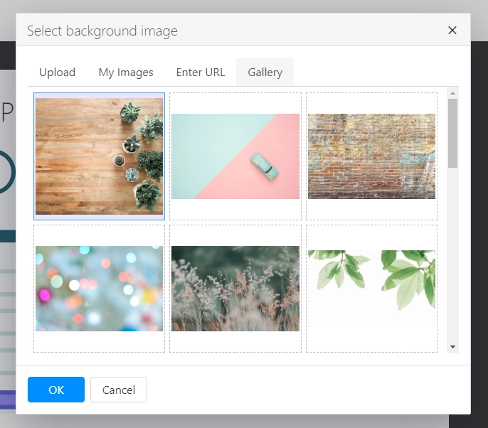 Background image gallery