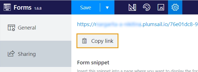 Copy a link to form