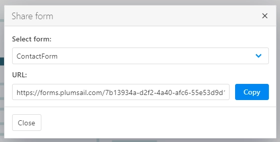 Select form for sharing and copy its URL