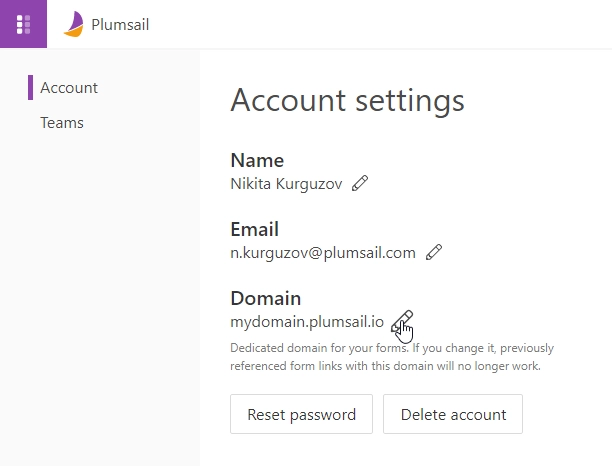 Account settings