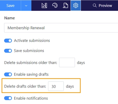 Enable saving drafts period