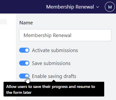 Enable saving drafts