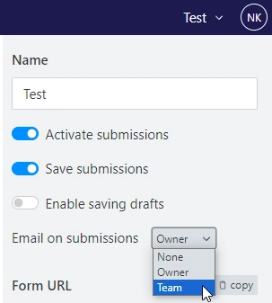 Configure email notifications in a panel
