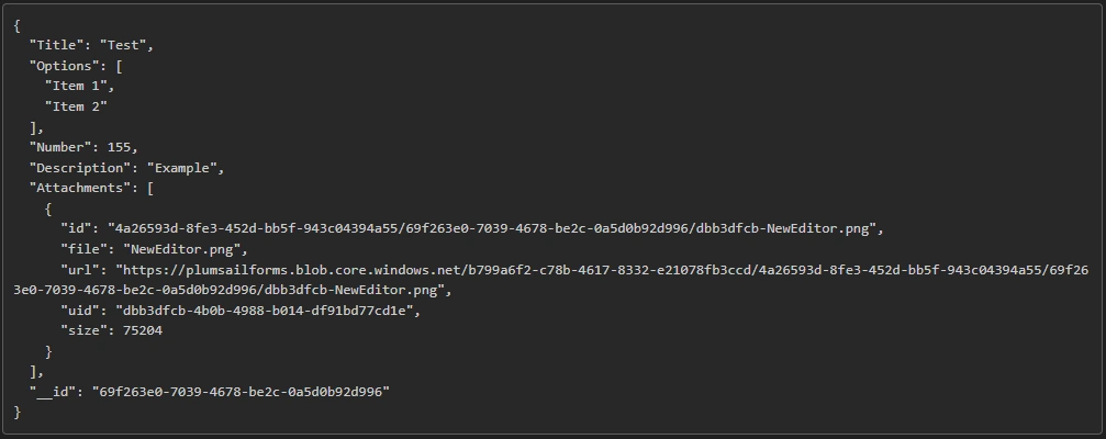 JSON data sent to a webhook
