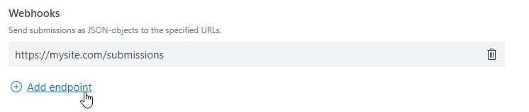 Enter URL for a webhook