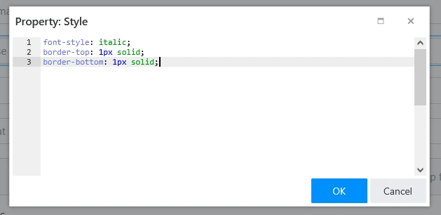Dialog for editing style property