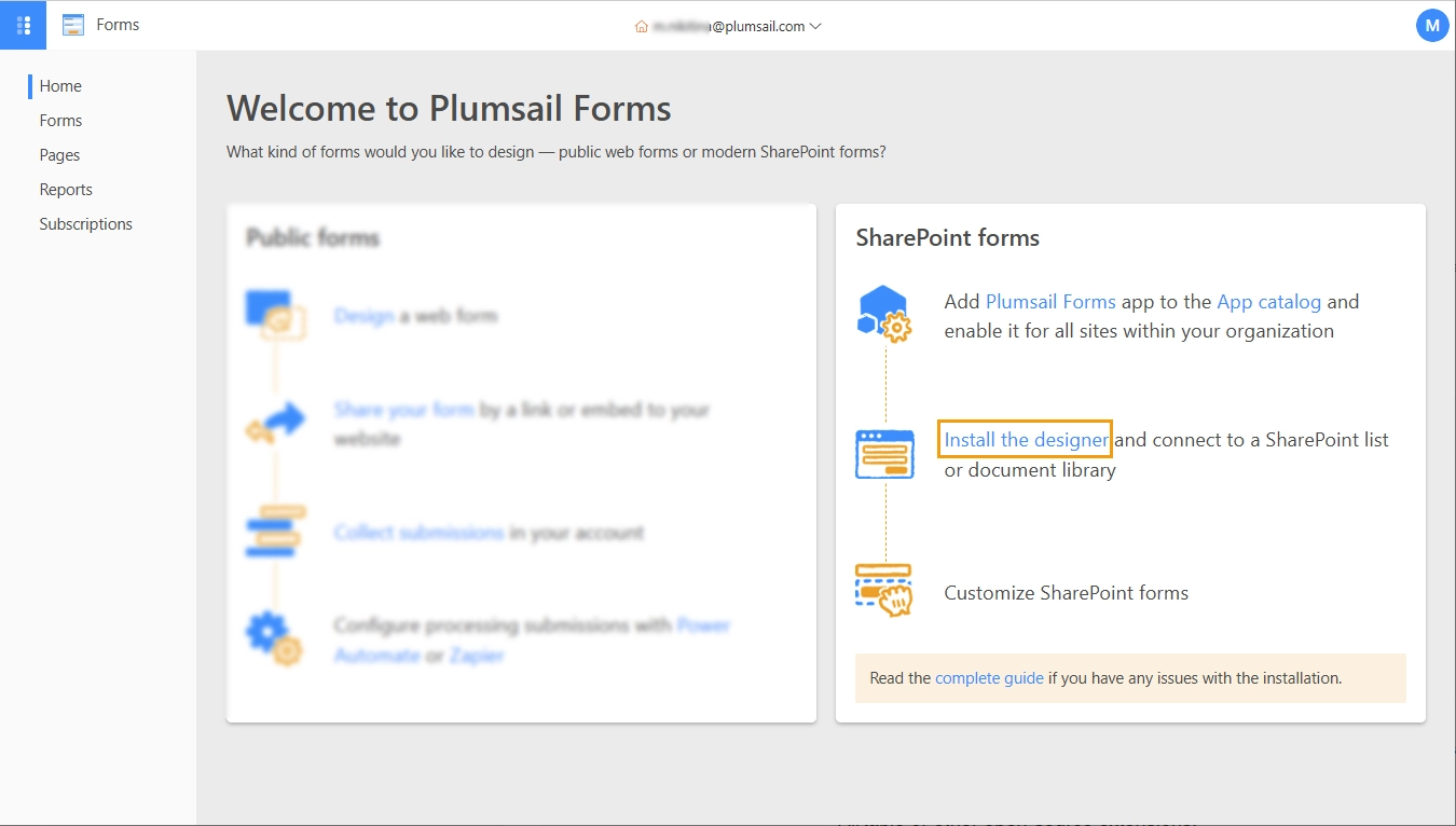 Install Forms Designer