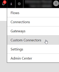 Power Automate (Microsoft Flow) custom connectors menu