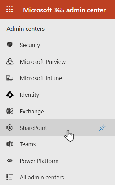 Open SharePoint Admin Center