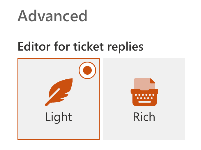 Editor settings in the HelpDesk Appearance page