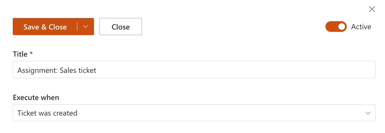 HelpDesk trigger General properties section with trigger settings
