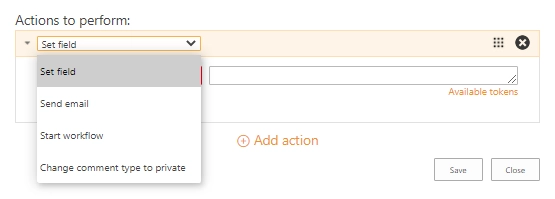 Available actions
