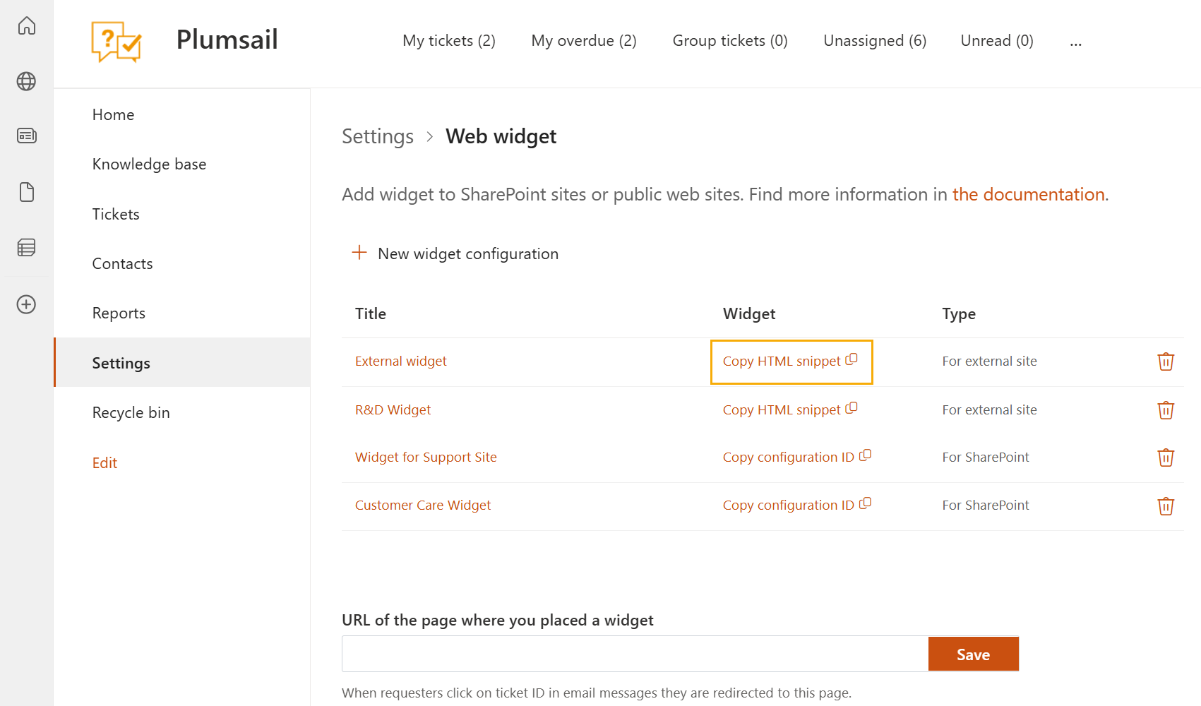 Copy HTML snippet