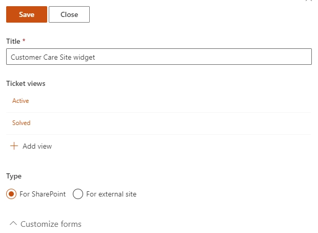 SharePoint widget