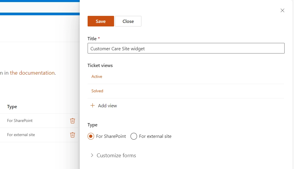 SharePoint widget