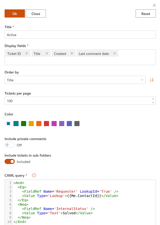 Edit widget view