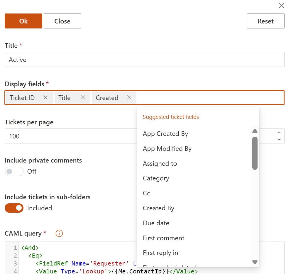 Edit widget view