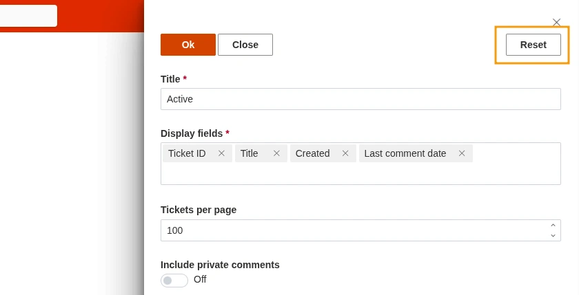 Reset view changes