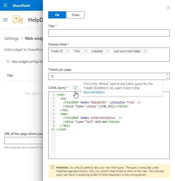 Widget configuration form