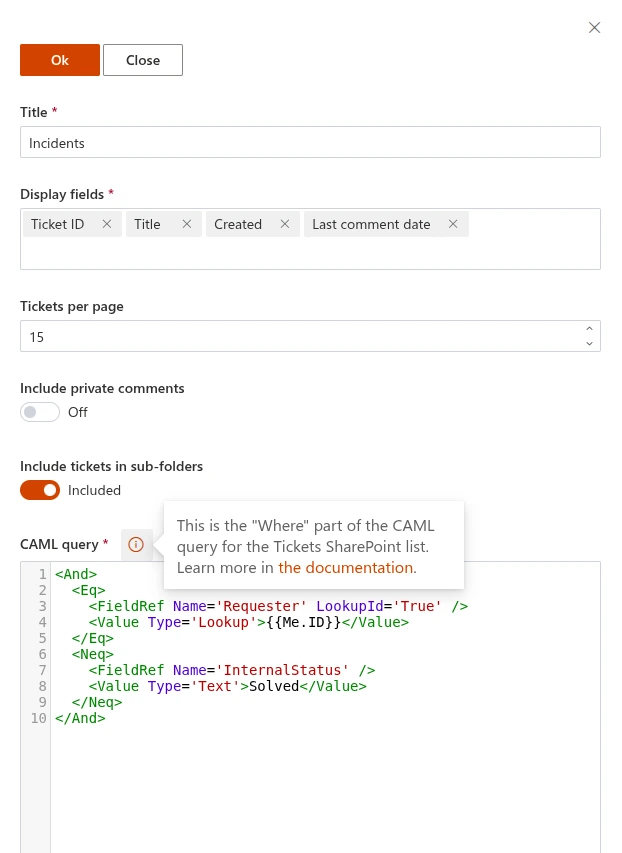 Widget configuration form