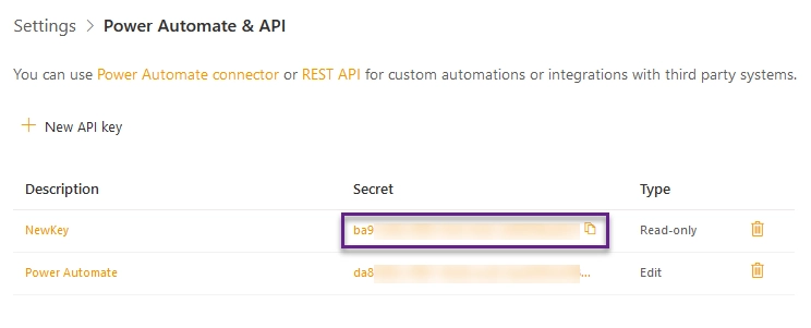 API key for Power Automate to cennect HelpDesk