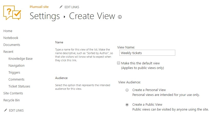 Create view